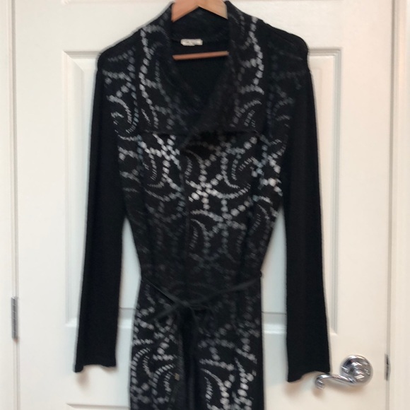 Ana Couture Black with gray sweater coat with tie - Picture 5 of 6